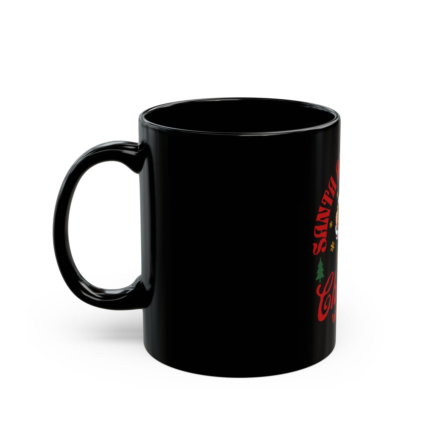 Black Mug (11oz, 15oz)- Happy Christmas with Beer Design