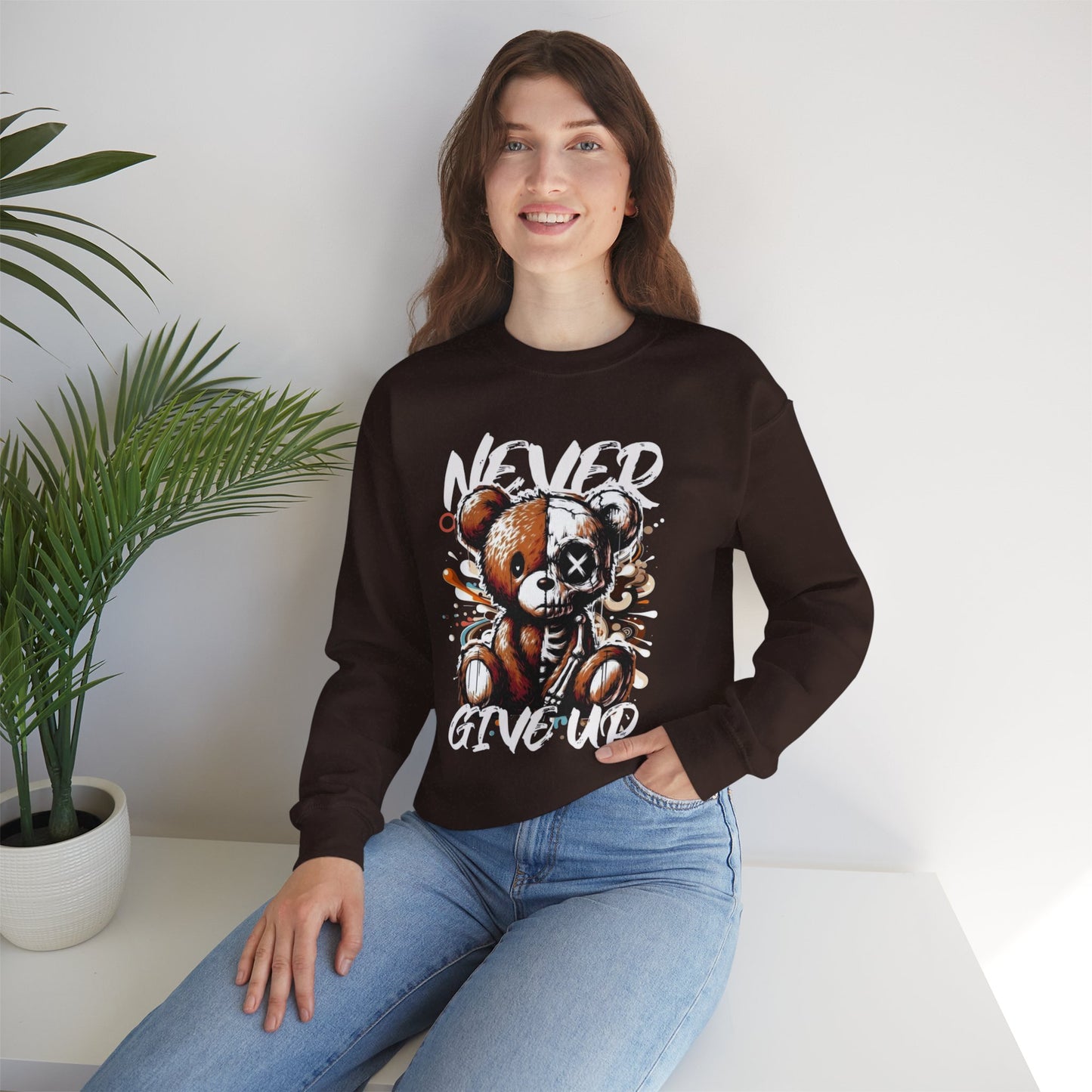 Sweatshirt - 'Never Give Up' Inspirational Design