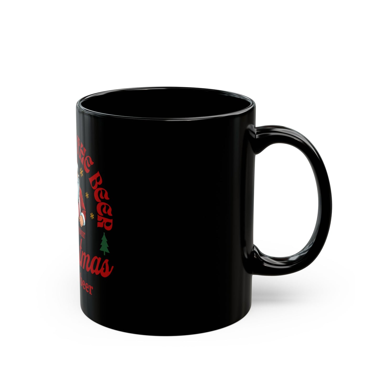 Black Mug (11oz, 15oz)- Happy Christmas with Beer Design