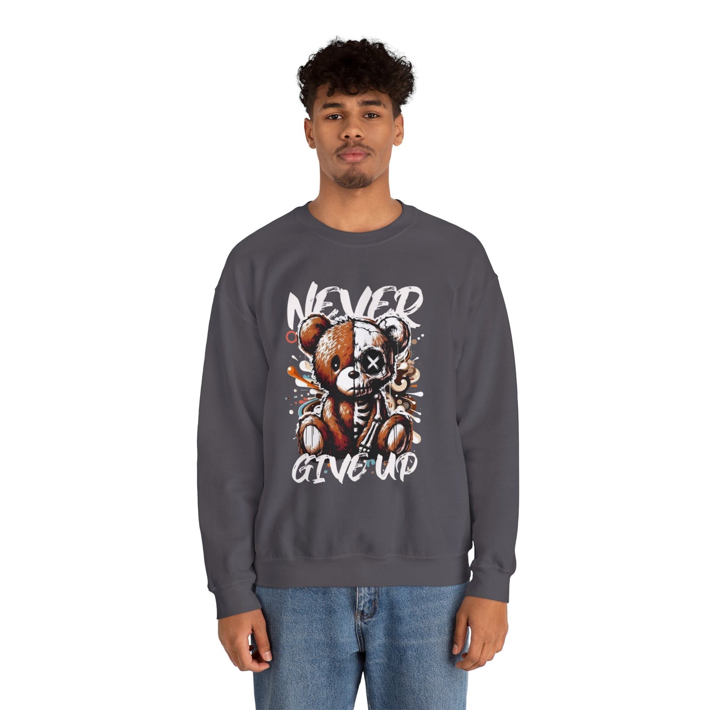 Sweatshirt - 'Never Give Up' Inspirational Design