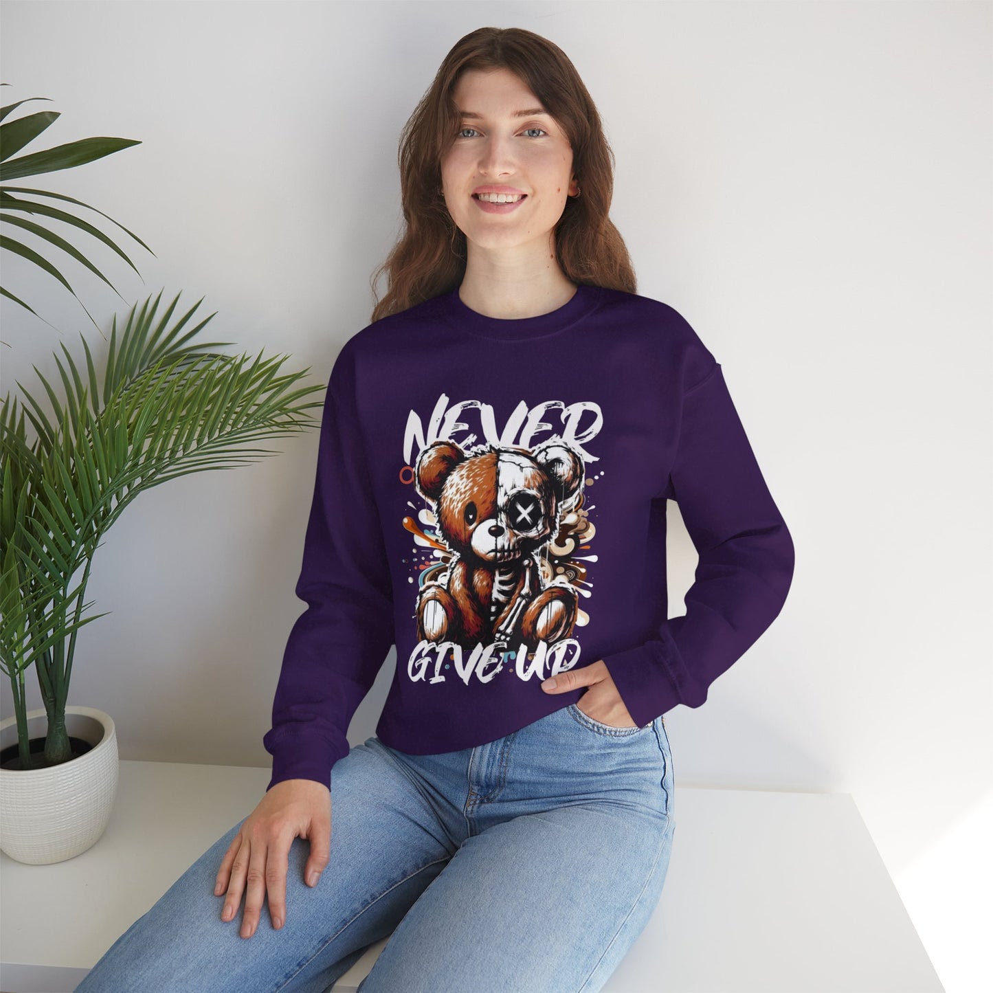 Sweatshirt - 'Never Give Up' Inspirational Design