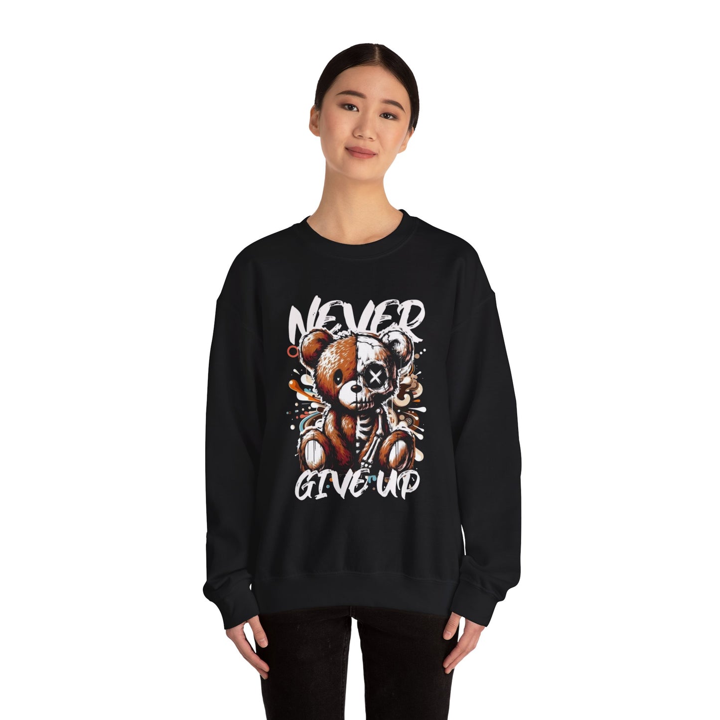 Sweatshirt - 'Never Give Up' Inspirational Design