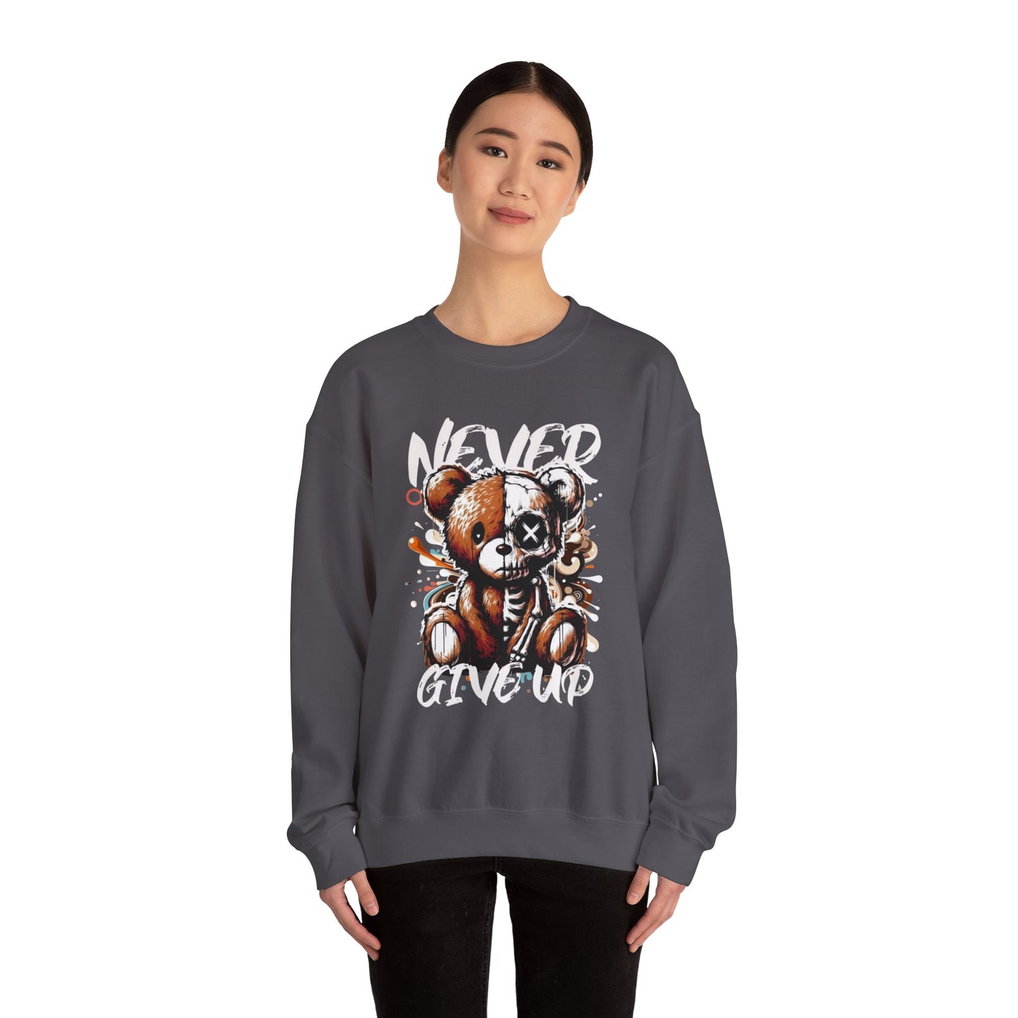 Sweatshirt - 'Never Give Up' Inspirational Design