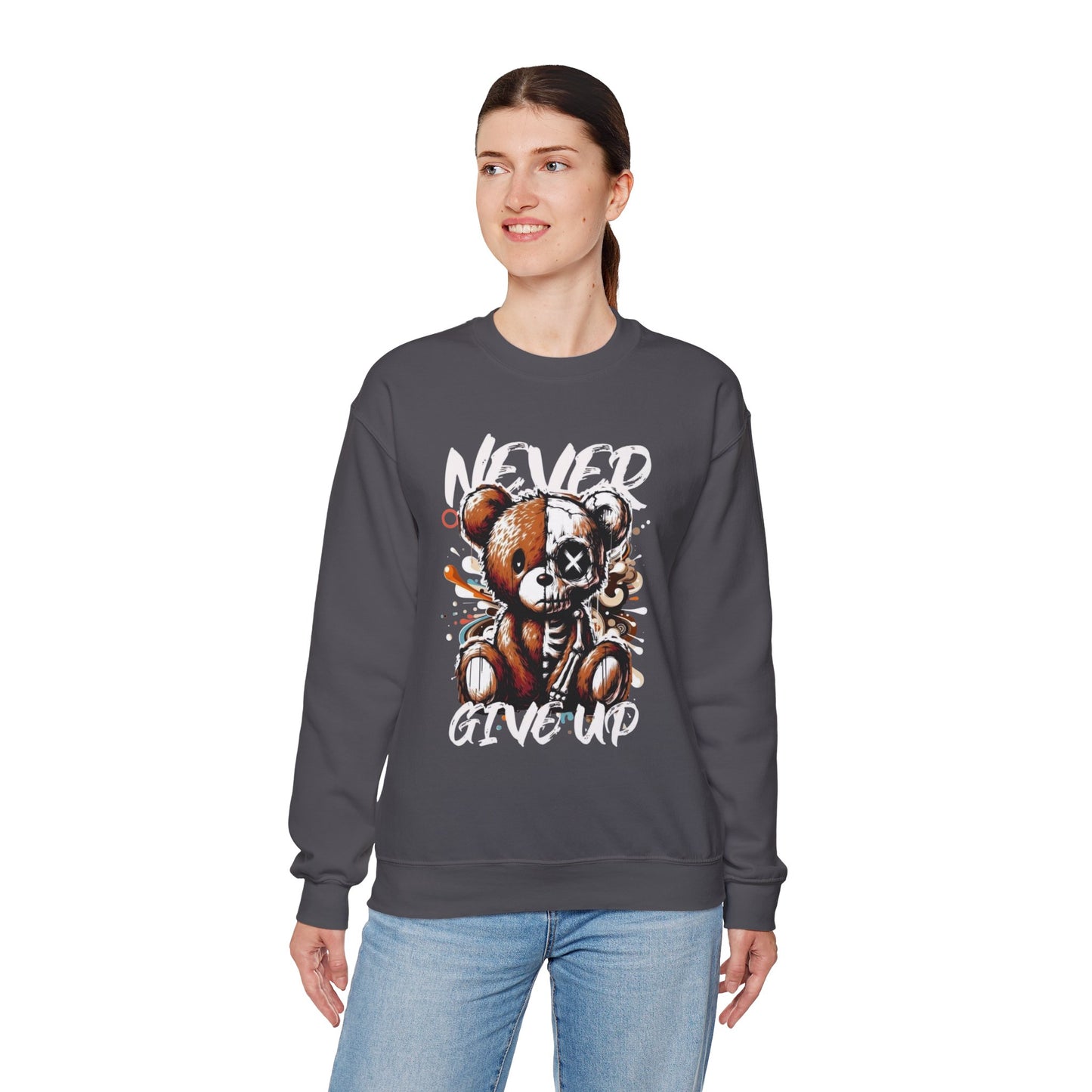 Sweatshirt - 'Never Give Up' Inspirational Design