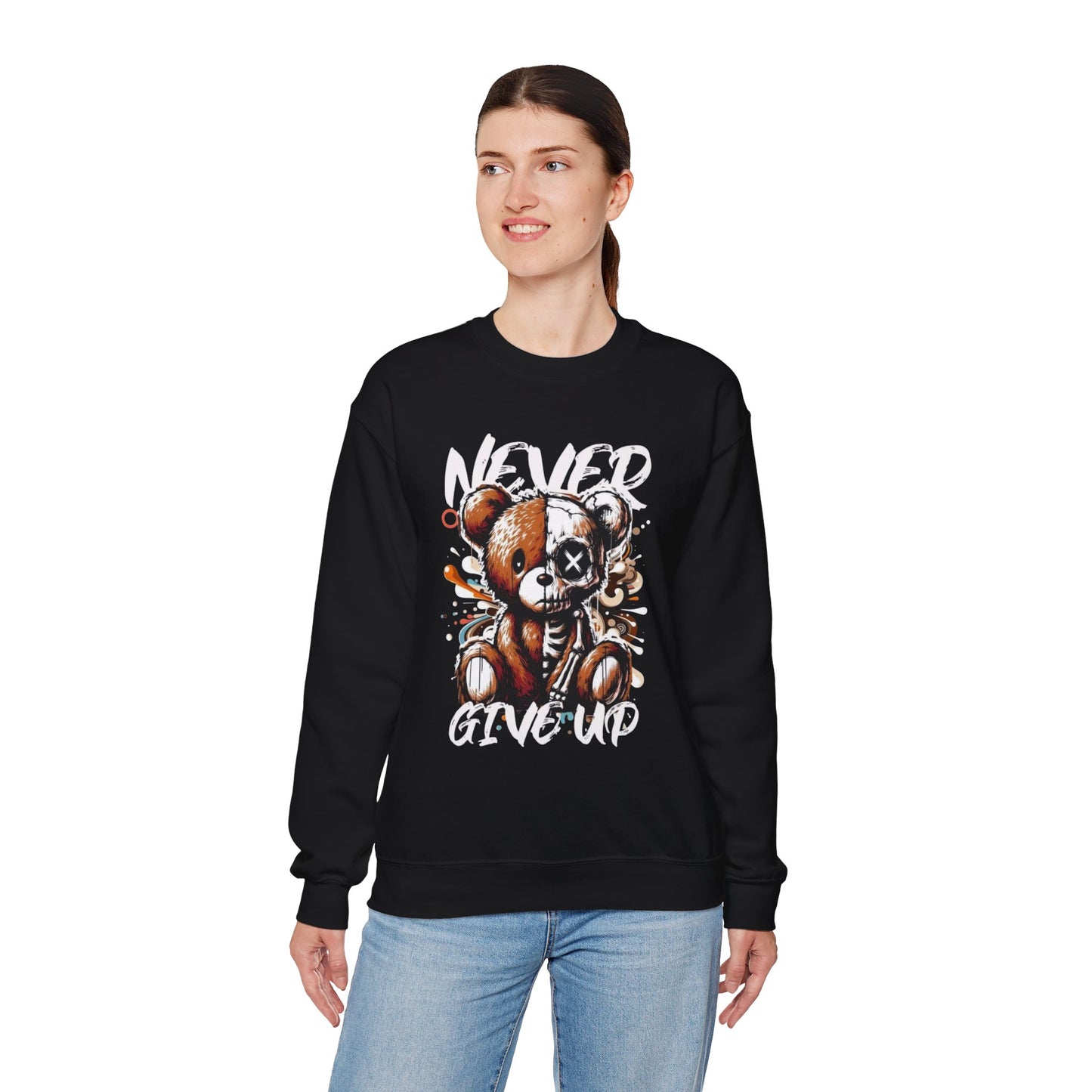 Sweatshirt - 'Never Give Up' Inspirational Design